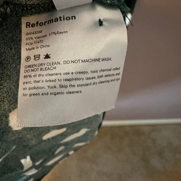 Reformation Women’s Creed Midi Dress Green White Abstract Dot Print Size 8 - Picture 5 of 12